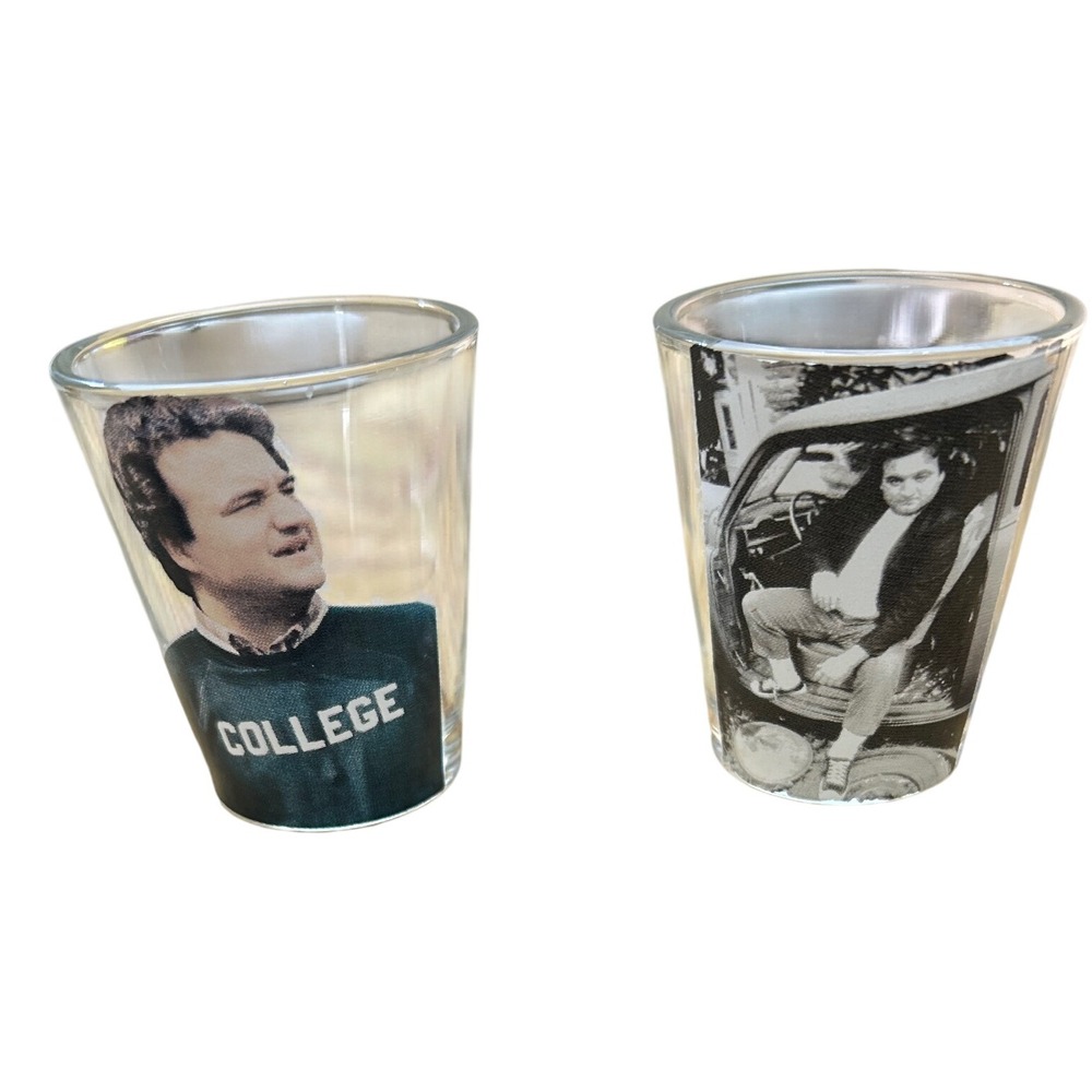John Belushi Animal House College‎ Shot Glasses Universal Studios Set of 2